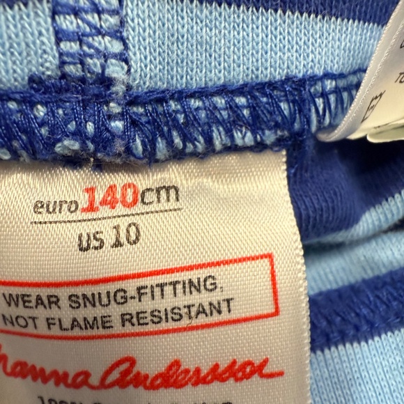 Hanna Andersson 2-Piece Long John Blue Striped Pajama Set, Organic Cotton, sz 10 - Picture 12 of 15